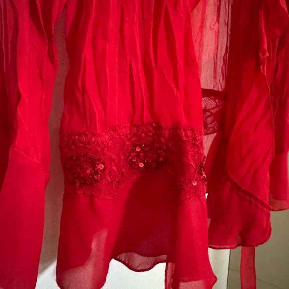 Amanda Lane Red Ruffled Blouse - Picture 2 of 4